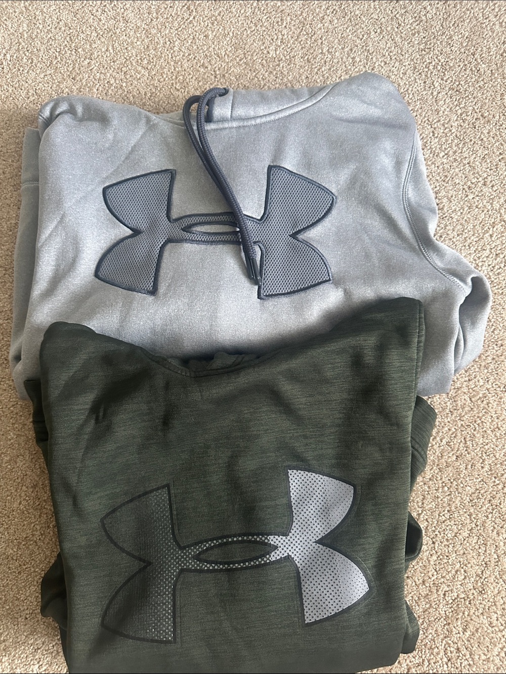 Under Armour Gray and Olive Green Pullover Hoodies